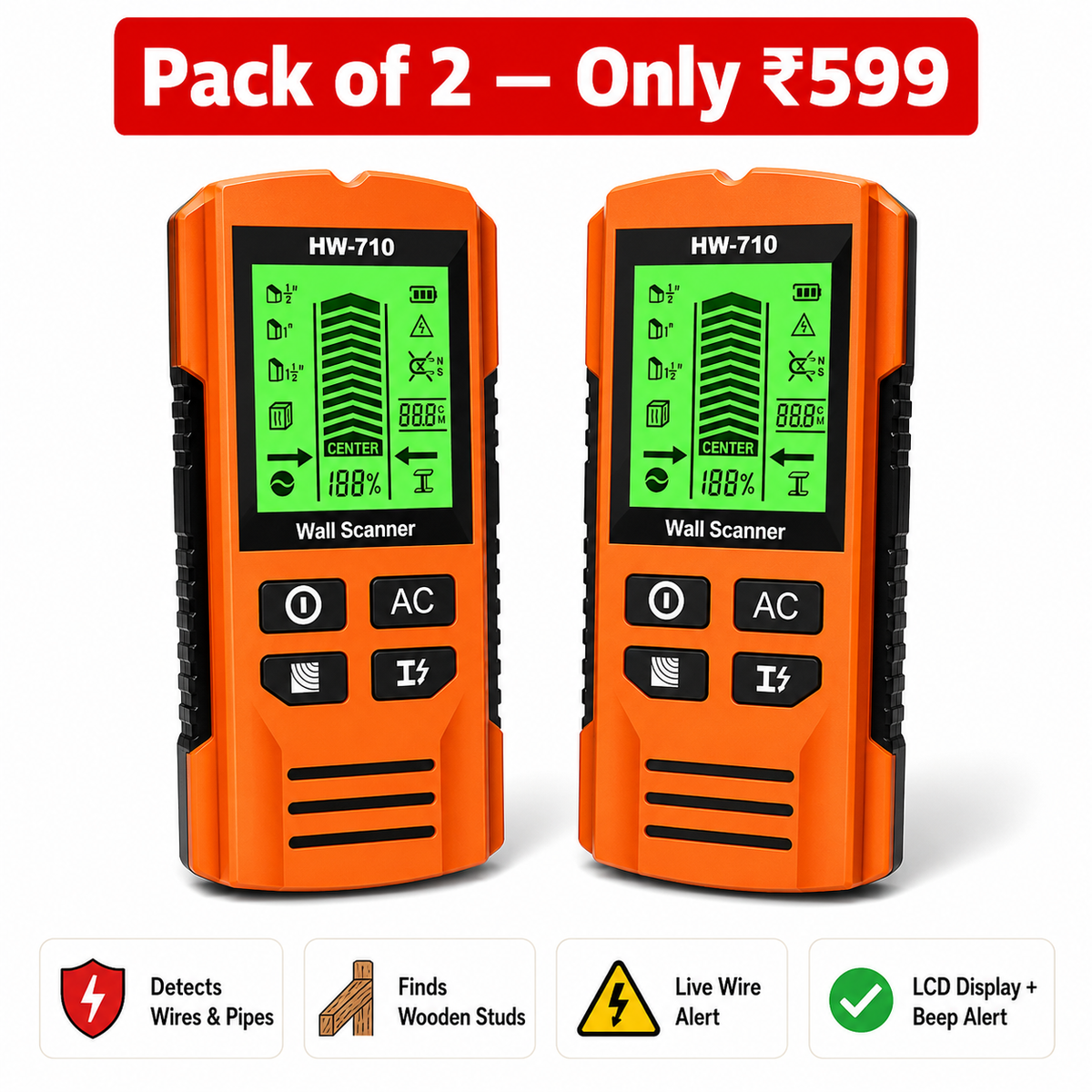 🔥 BUY 1 GET 1 FREE 🔥 Multi-Function Metal, Wood & Cable Detector ...